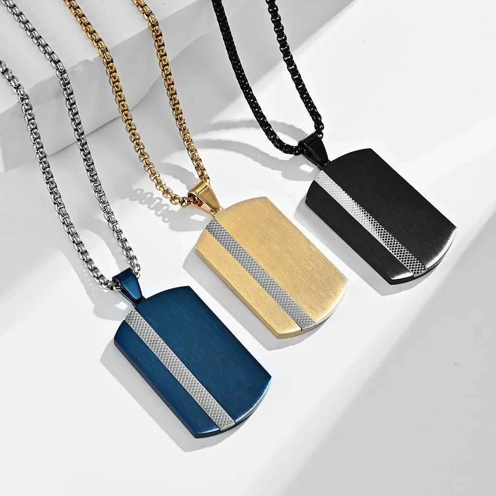 Stainless Steel Two-Tone Military Tag Pendant Dog Tag Pendant Necklace for Men Boyfriend Charm Link Chain Male Punk Jewelry