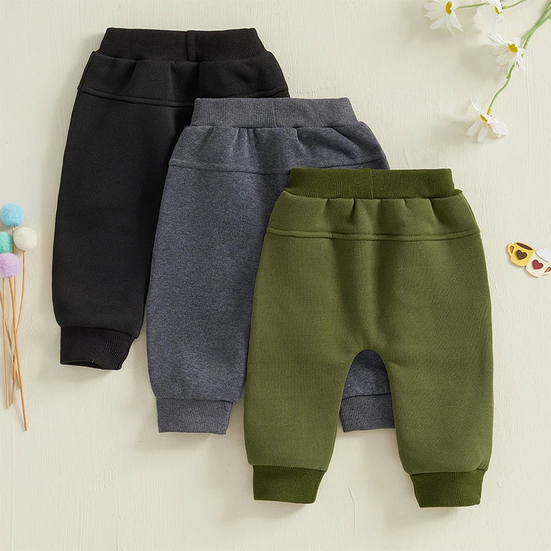 Toddler Baby Boys Sweatpants 3 Pack Solid Color Elastic Waist Trousers Bottoms Casual Pants Long Pants