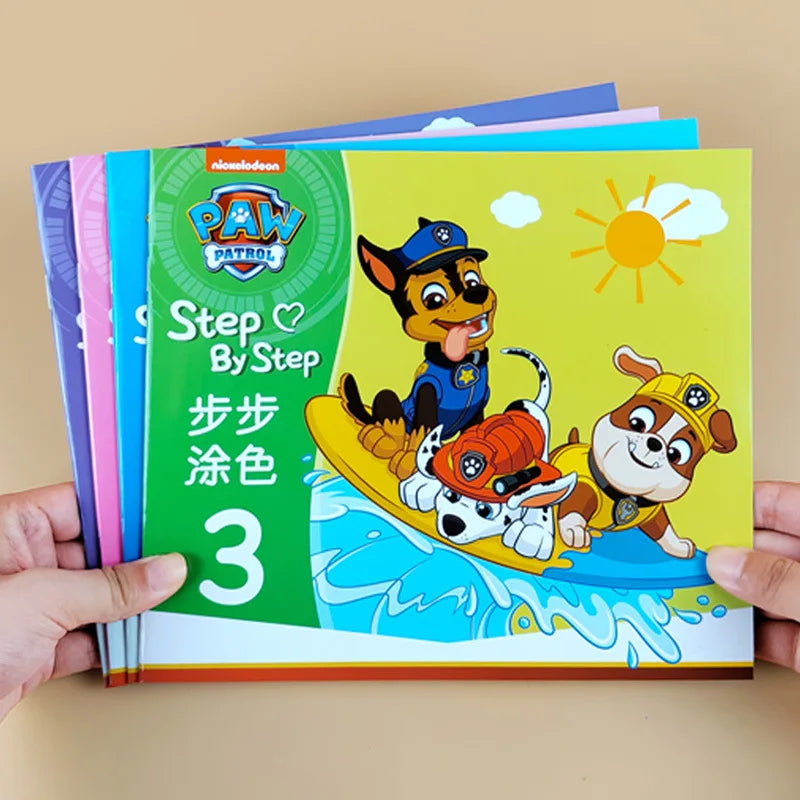 4 Books/set Paw Patrols Coloring Book Cartoon Dog Graffiti Painting Pictures Boy Girls Kill Time Toy Drawing Books Birthday Gift