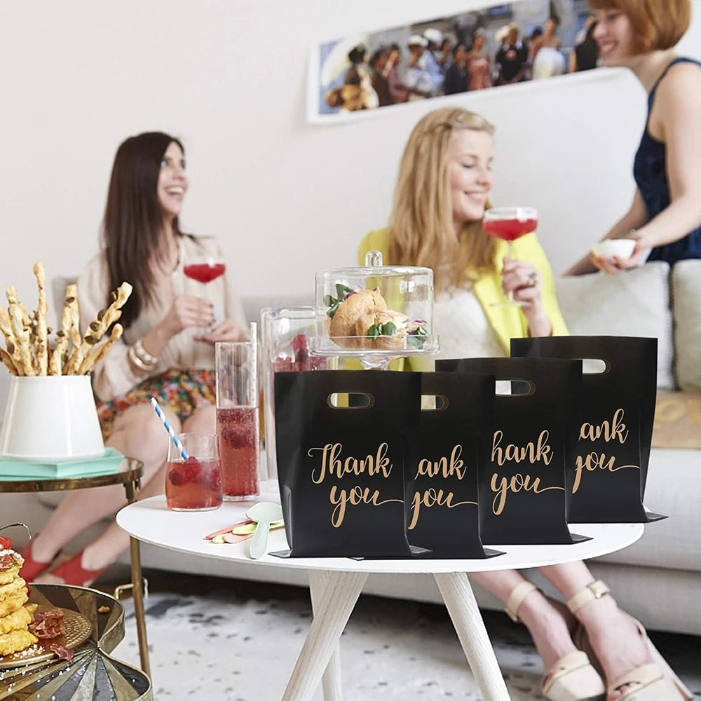 10/20/30pcs Thank You Gift Packaging Bags Plastic Shopping Bags with Handle Small Business Stores Wedding Birthday Wrap Gift Bag