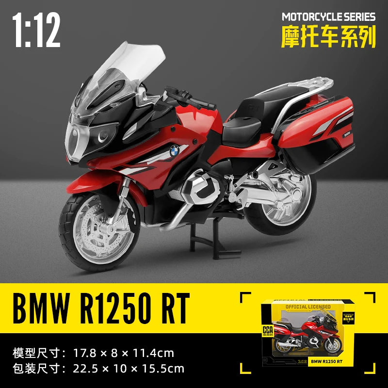MSZ CCA 1:12 BMW R1250RT with base alloy die-cast car motorcycle model, toy gift giving, die-cast static motorcycle model