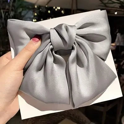 Grands nœuds de soie Bandes de cheveux élastiques Cravées grandes bandes de caoutchouc solides Chouchous Pinces à cheveux pour femmes Filles Barrettes Accessoires pour cheveux