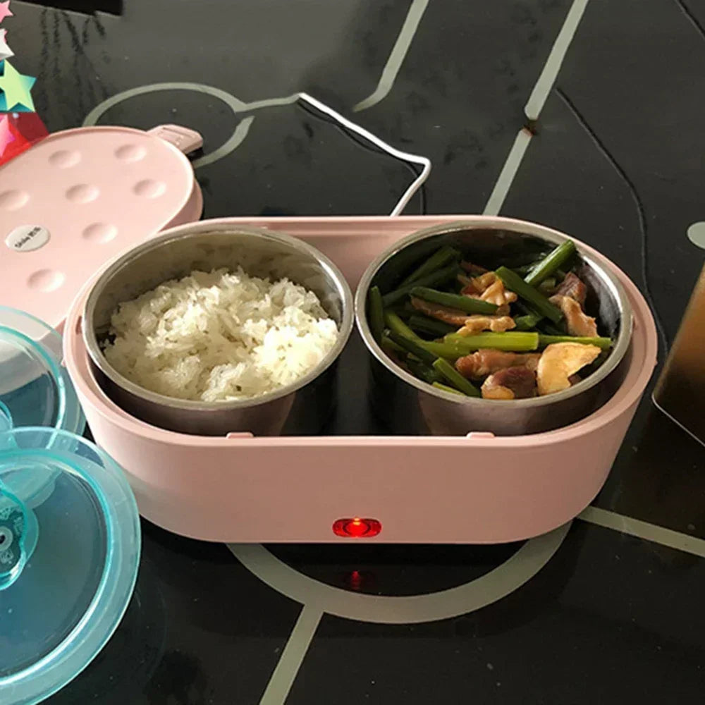 Electric Mini Lunch Box USB Charging Food Heater Container Car Home Travel Portable Rice Cooker Warmer Stainless Steel Bento Box