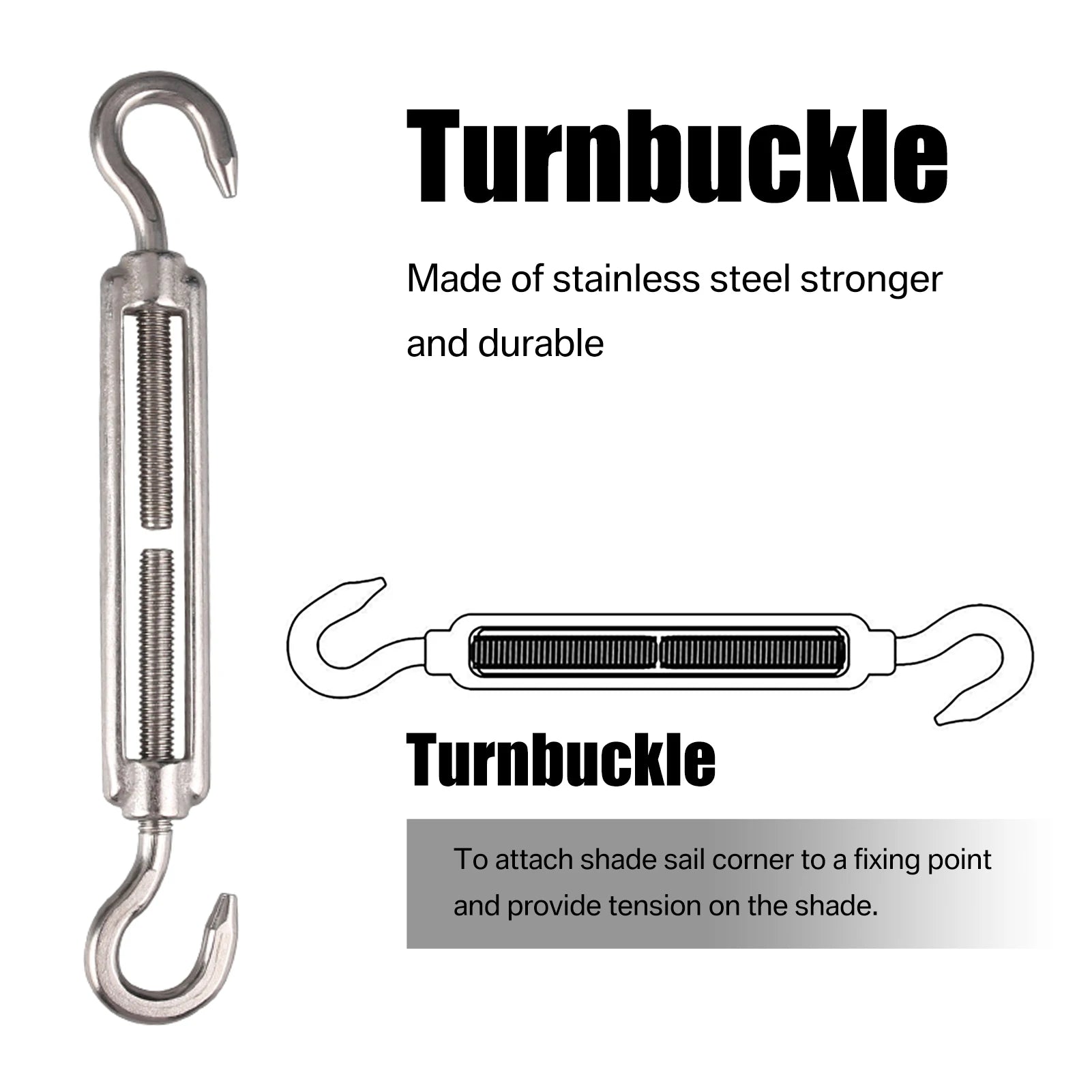 Sun Shade Sail Hardware Kit 24pcs/set 304 Stainless Steel Sunshades Canopy Installation Kit for Install Awning Accessory