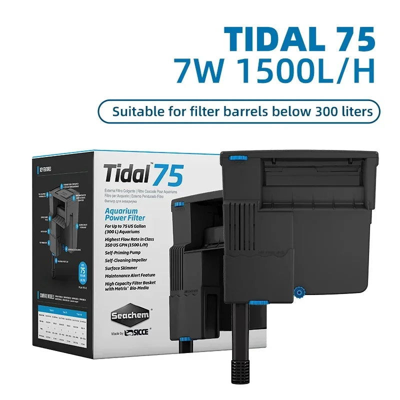 SICCE TIDAL35/55/75/110 Hang-on Filter for Aquarium Silent Waterfall Filter Pump Fish Tank External Flow Regulated 220V 50hHz