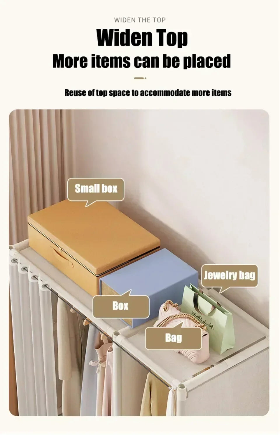 Armoire pour usage domestique, chambre à coucher, armoire en tissu simple et de grande capacité, robuste et durable, rangement anti-poussière, support organisateur de garde-robe