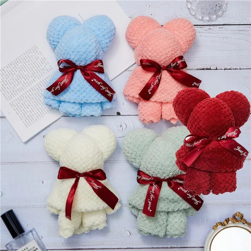 منشفة دب تذكارية لحفلات الزفاف، هدية صغيرة، منشفة دب من الصوف المرجاني، هدايا زفاف للضيوف، هدية عيد الشكر لوصيفة العروس بكميات كبيرة