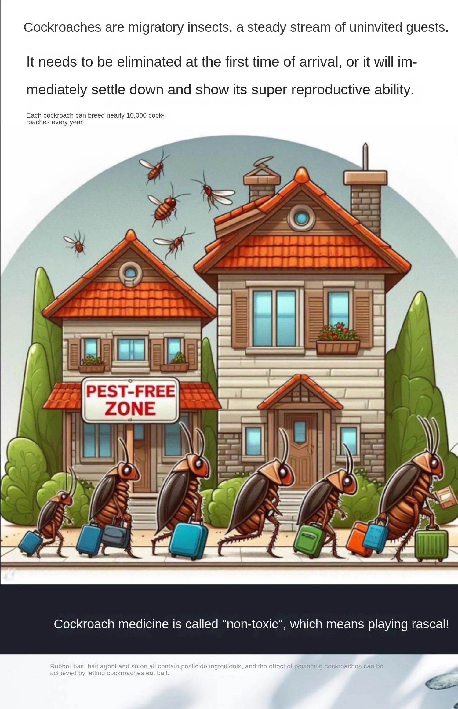 New Non-Toxic Indoor Intelligent Cockroach Killing Tool, Cockroach Medicine Can Be Used Indoors In The Kitchen