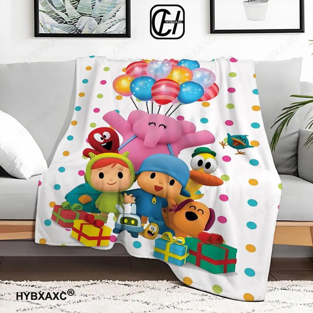 Plush Dolls P-POCOYO  Throw  Blanket Aesthetic Art Flannel Blanket Portable Home Travel Camping Sofa Picnic Thickening Flannel B