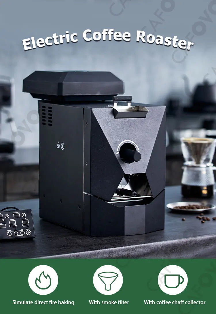 CAFOVO RE-1 Electric Coffee Bean Roaster Commercial Roaster Automatic Roasting Machine with 3 Baking Curve Grain Dryer 110-220V
