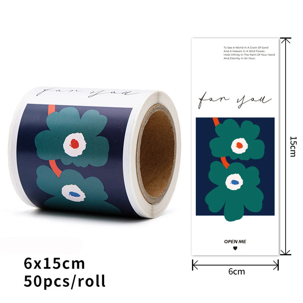 50pcs Flower Thank You Stickers Seal Labels For Gift Or Commodity Decor Stickers Small Business Packaging Sealing Stickers