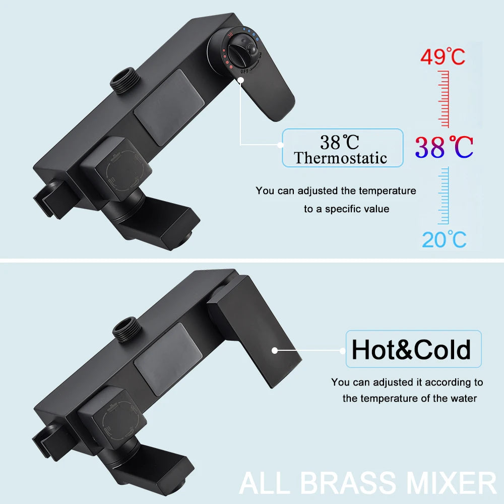 4 Ways Digital Display Shower Faucet Bathroom Thermostatic/Hot Cold Rainfall Shower Head Brass Rotate Mixers Bidet Faucet