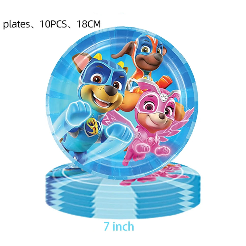 New Paw Patrol Birthday Party Decor Dogs Skye Disposable Tableware Tablecloth Plate Cup Gift Bag Kids Boy Favor Gifts Kids Toys
