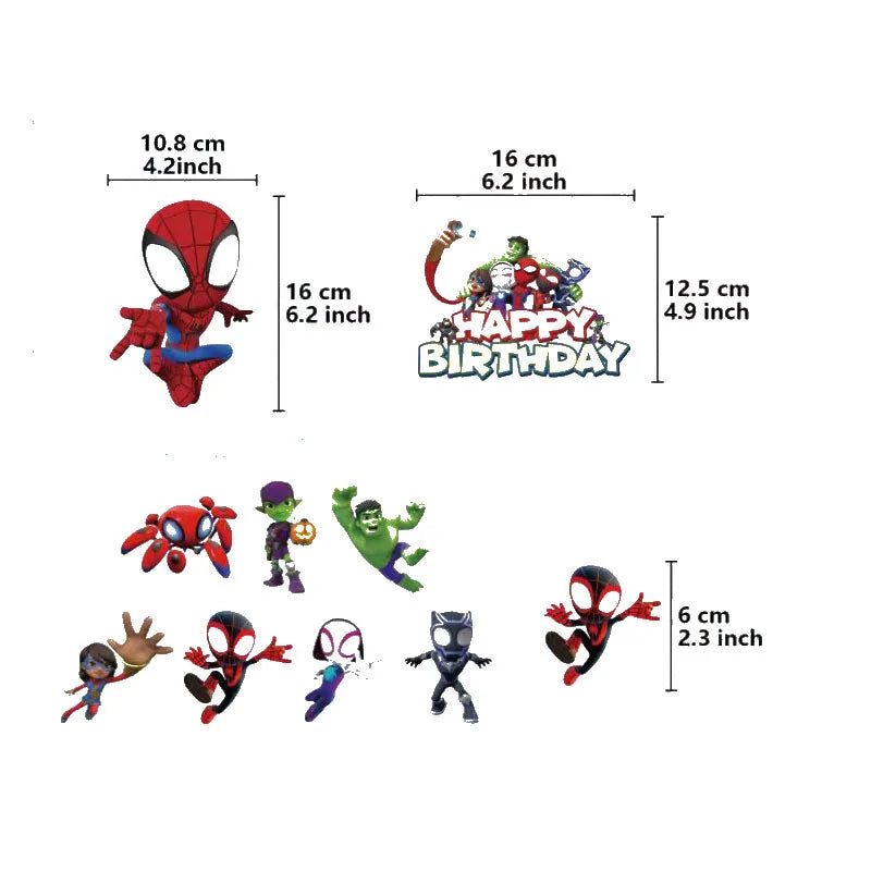 Spidey And His Amazing Friends Birthday Decoration Cake Topper Party Favor for Kids Boys Baby Shower Party Supplies