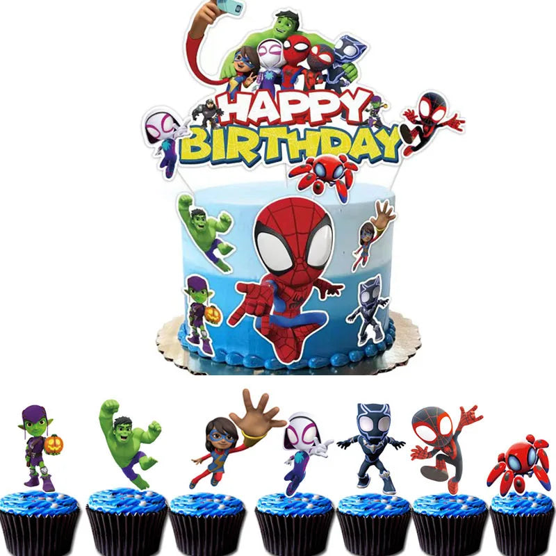 Spidey And His Amazing Friends Birthday Decoration Cake Topper Party Favor for Kids Boys Baby Shower Party Supplies