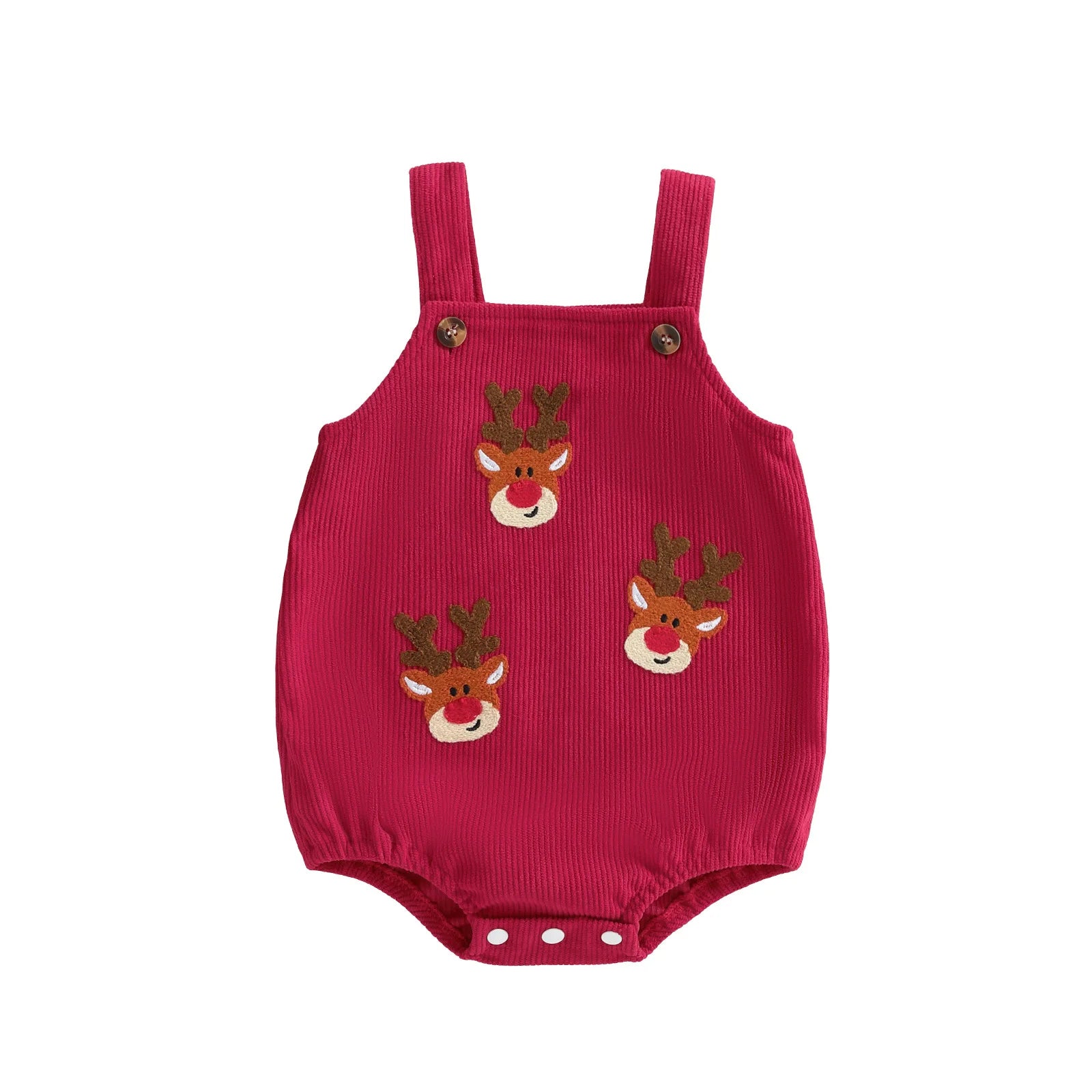 Baby Clothing Christmas Cotton Corduroy Suspender Romper 0-18M Newborn Baby Girls Boys Reindeer Embroidery Sleeveless Bodysuit