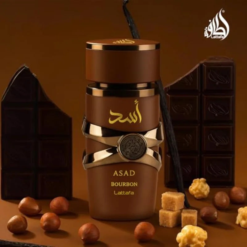 Lattafa Asad Bourbon for Unisex Eau de Parfum Spray, 3.4 Ounce