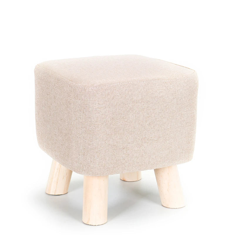Elastic Footstool Cover Cotton Linen Stretch Sofa Protector Ottoman Slipcover Washable Ottoman Pouffe Foot Rest Stool Covers