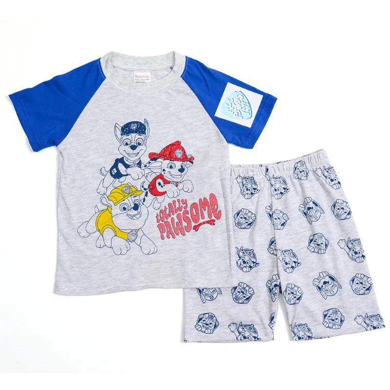 Paw Patrols Baby Pajamas Sets Children Summer Short Sleeve Skirt Pants Suit Kawaii Sleepwear Boys Girls Cosplay Nightgown Gift