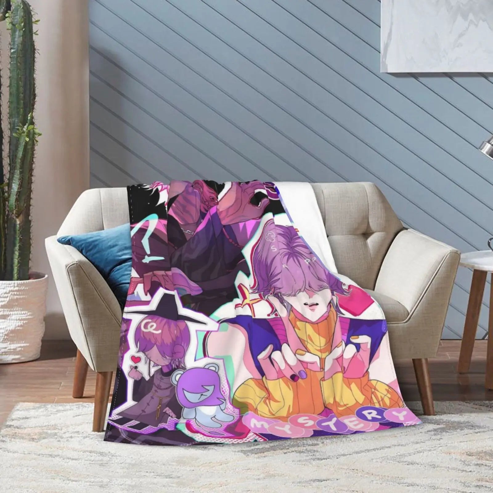 Cool K-Pop Demon Hunters Saja Boys Blankets Flannel Print Breathable Lightweight Throw Blankets for Bedding Office Quilt