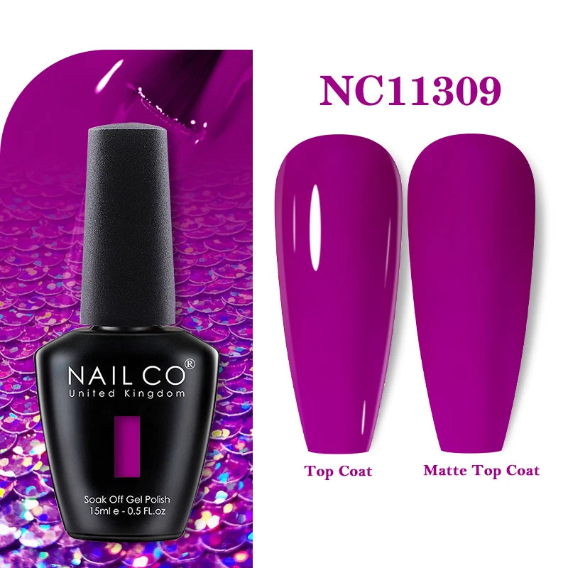 NAILCO Vernis Semi Permanent UV Gel Nail Polish Black White Color Nails Art Manicure TOP BASE Varnish Hybrid Nail Professionals