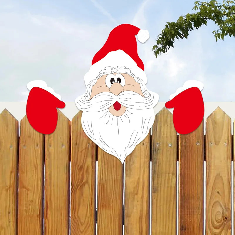 Christmas Fence Wooden Signboard Santa Claus Reindeer Snowman Grinch Decoration Courtyard Garden Handmade