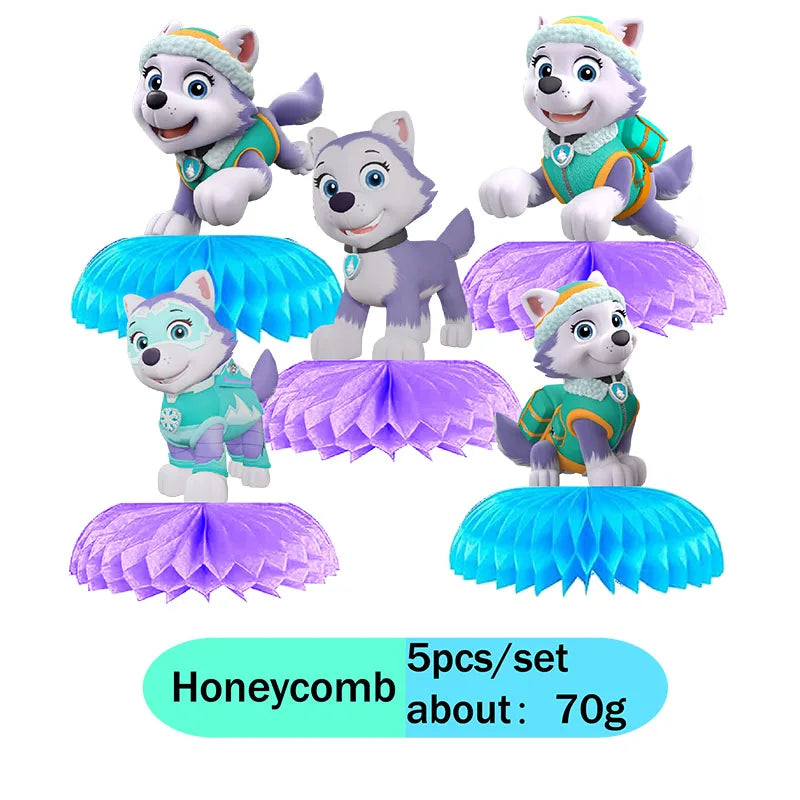 Paw Patrol Snow dog Everest Cartoon Animation Theme Birthday Party Decorations Disposable Sticker Balloon Paper Plates Supplies
