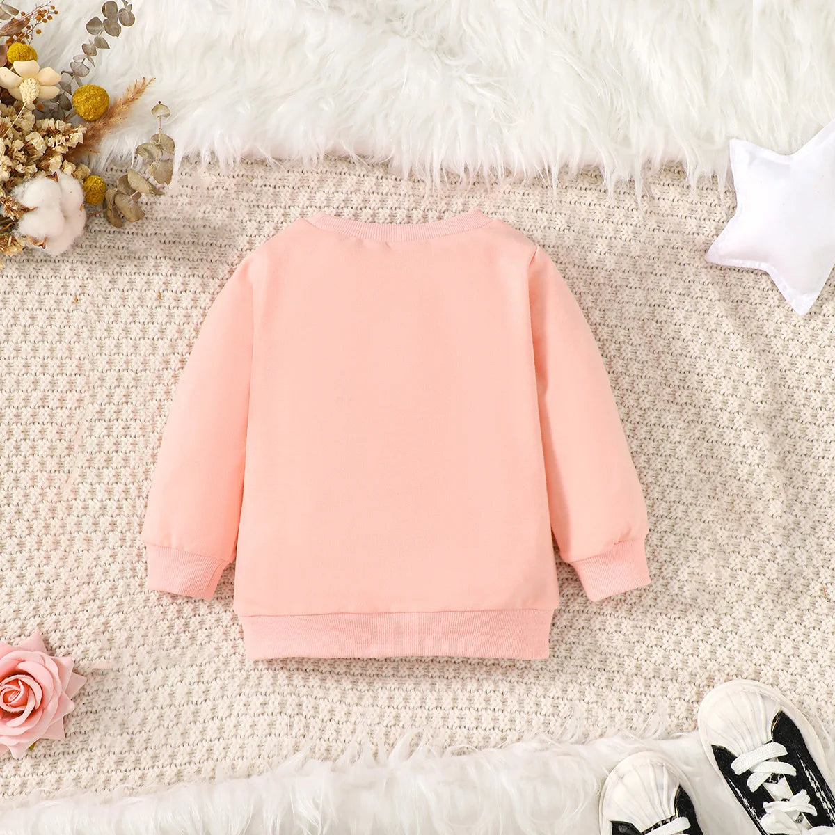 Single piece baby girl baby fashion cute casual English letter printed pink hoodie autumn and winter