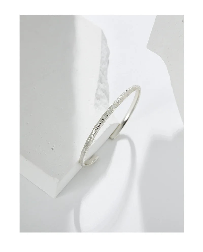 SHANICE 100% S925 sterling silver Tin Foil texture Open Bracelet&Bangles For Women Men Fashion Charm Jewelry Wholesale