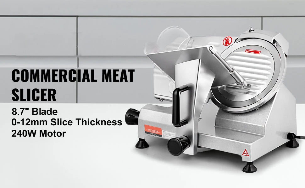 SucceBuy Meat Slicer 8/10inch Carbon Steel Blade Electric Deli Food Slicer Adjustable Thickness Commercial Home Cut Meat Cheese