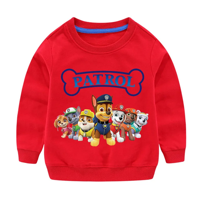 2024 Cute Paw Patrol Sport Casual Hooded Sweatshirt Cartoon Paw Patrol Patchwork Pullover Autumn Hood Sportswear Birthday Gifts