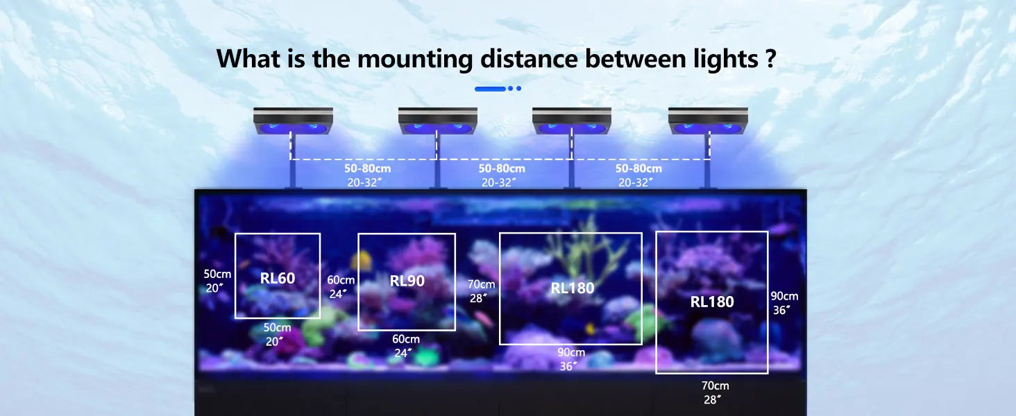 PopBloom RL180 WiFi Led Aquarium Reef Light 180W, Professional Full Spectrum Aquarium Lamp for Reef Coral SPS/LPS Aquarium Tank