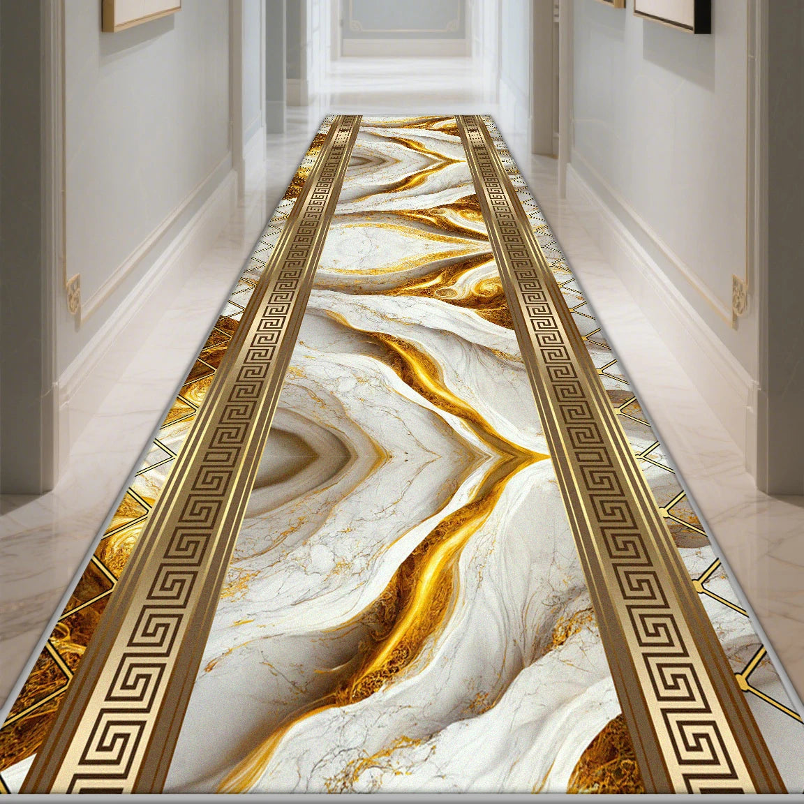 Modern Long Corridor Carpet Non-slip Hallway Luxury Gold Washable Rug Runner Entryway Decoration Home Stairway Mat Anti Slip