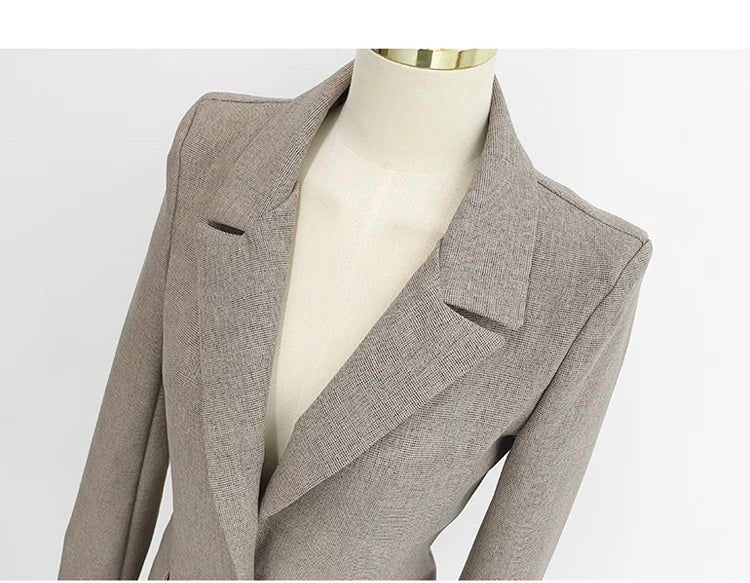 H Han Queen Korean Autumn Winter 3 Pieces Set Women Contrast Blazer + Vest And Simple Pants Casual Simple Office Lady Pants Suit