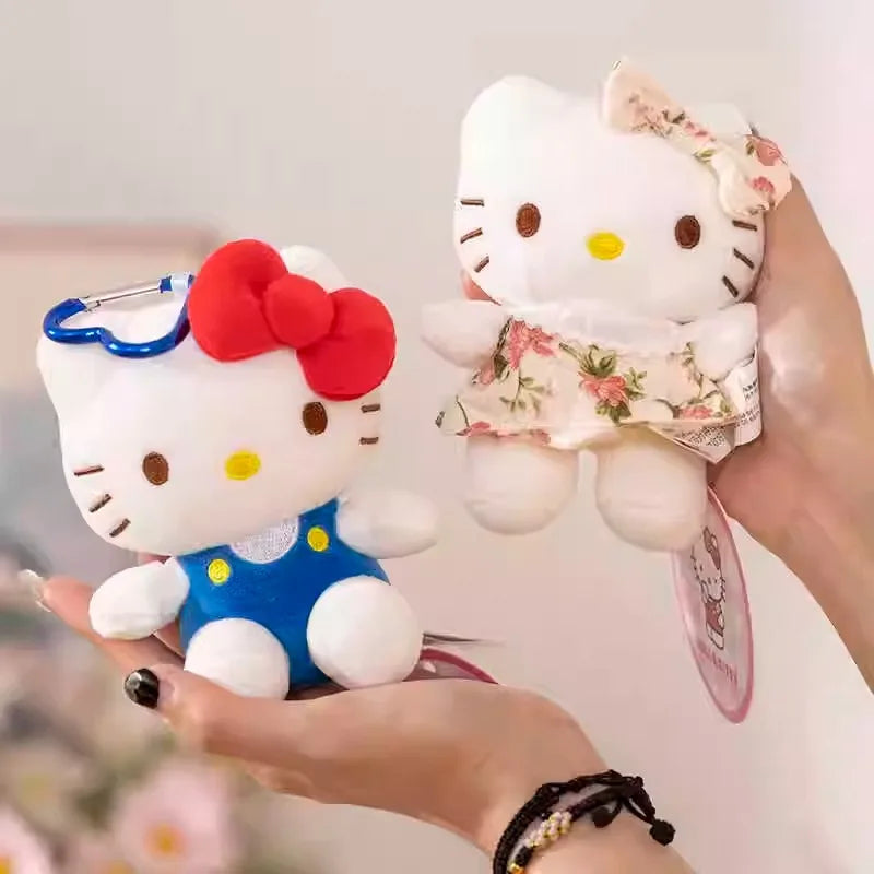 Genuine Sanrio Hello Kitty Cute Girl Keychain Car School bag Pendant Kids Plush Toys Keyring Plushier Birthday Thanksgiving Gift