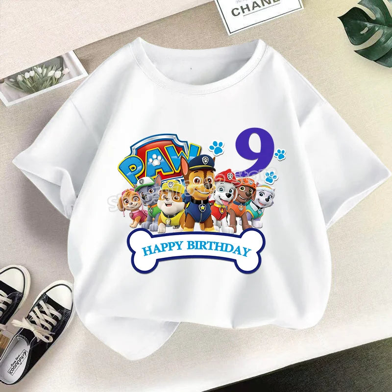 Paw Patrol Child Short Sleeve T-shirt Cartoon Chase Skye Printed Pullover Boys Girls Summer Breathable Casual Cotton Tops Gifts