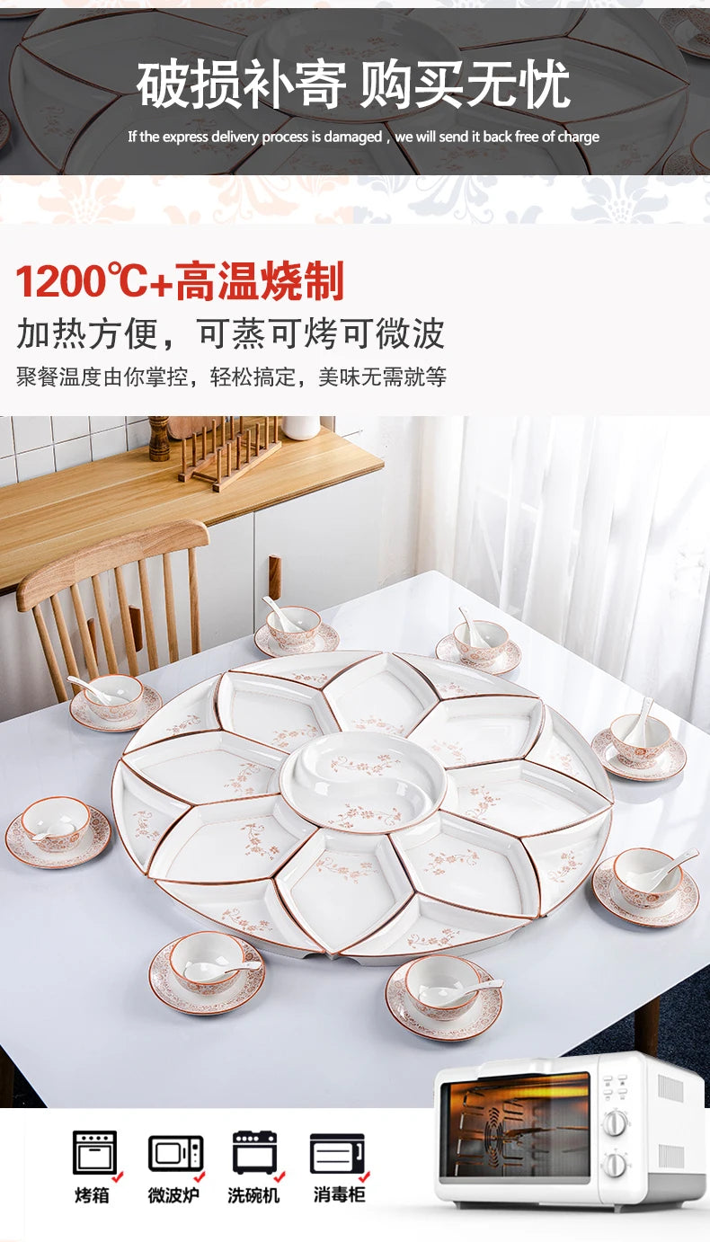Vintage Ceramic Plate Set Microwaveable Dining Bowls Home Dinnerware Plates Set Dishes Full Tableware Pratos De Jantar Dishes