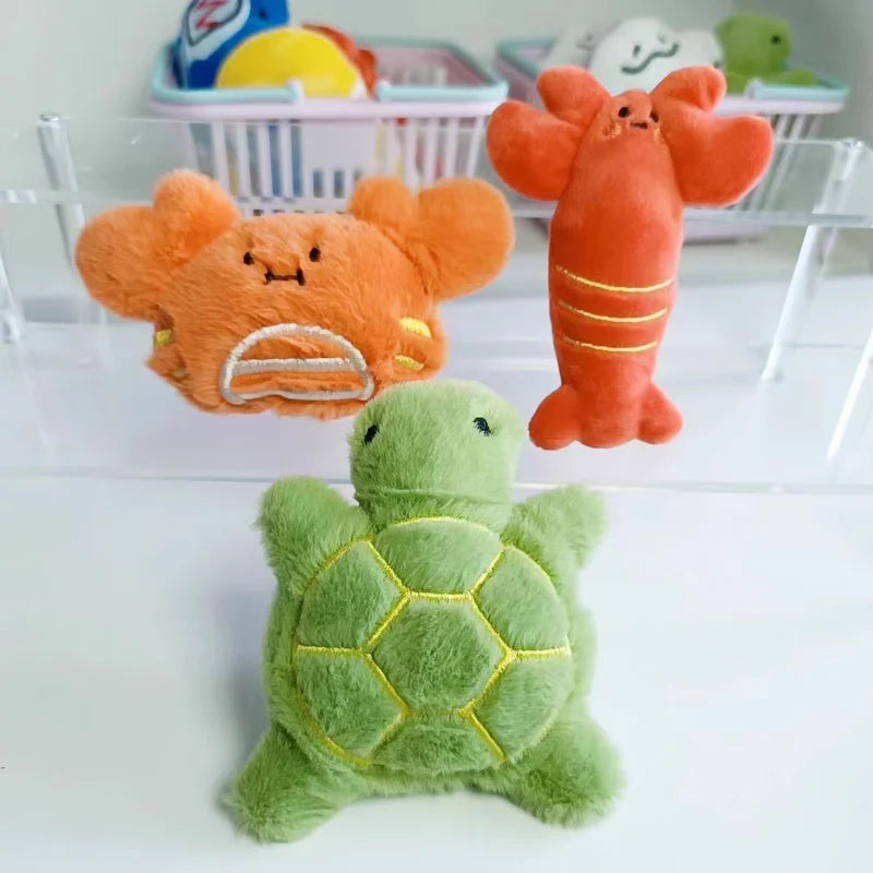 2025 New Cartoon Marine Animal Plush Toy Mini Dog Toy Cute Creative Voice Activated Starfish Turtle Crab Pet Toy Pet Supplies
