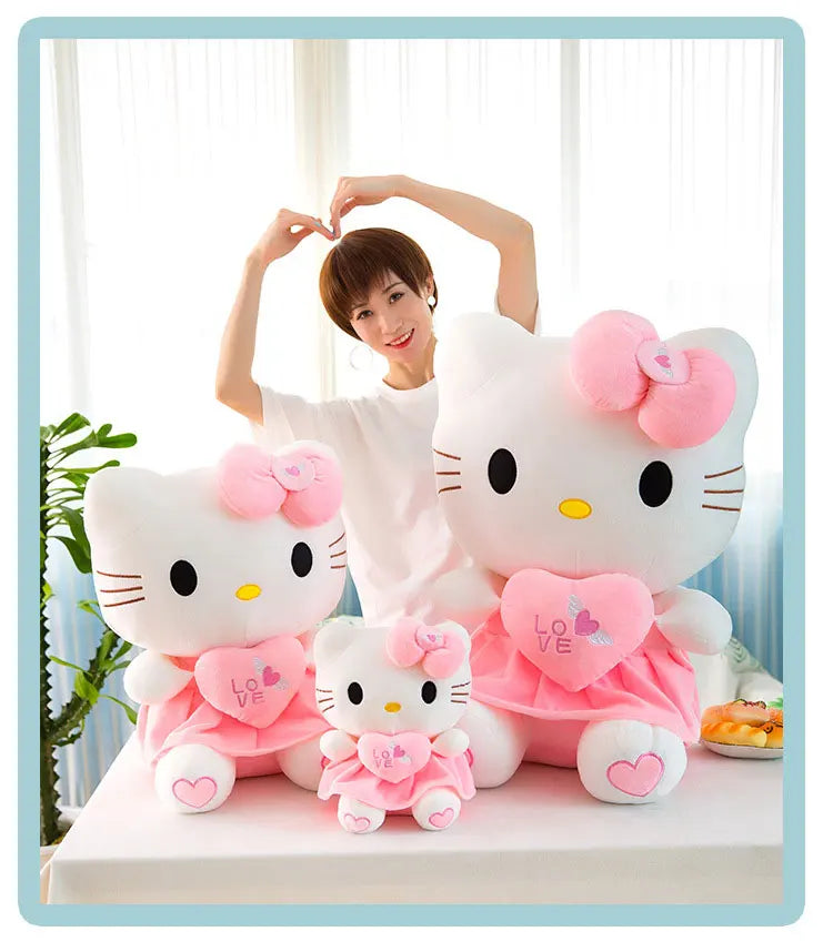 55cm Sanrio Hello Kitty Cat Plush Toys Cartoon KT Cat Plushie Doll Big Size Stuffed Anime Pillow Birthday Gifts For Kids Girls