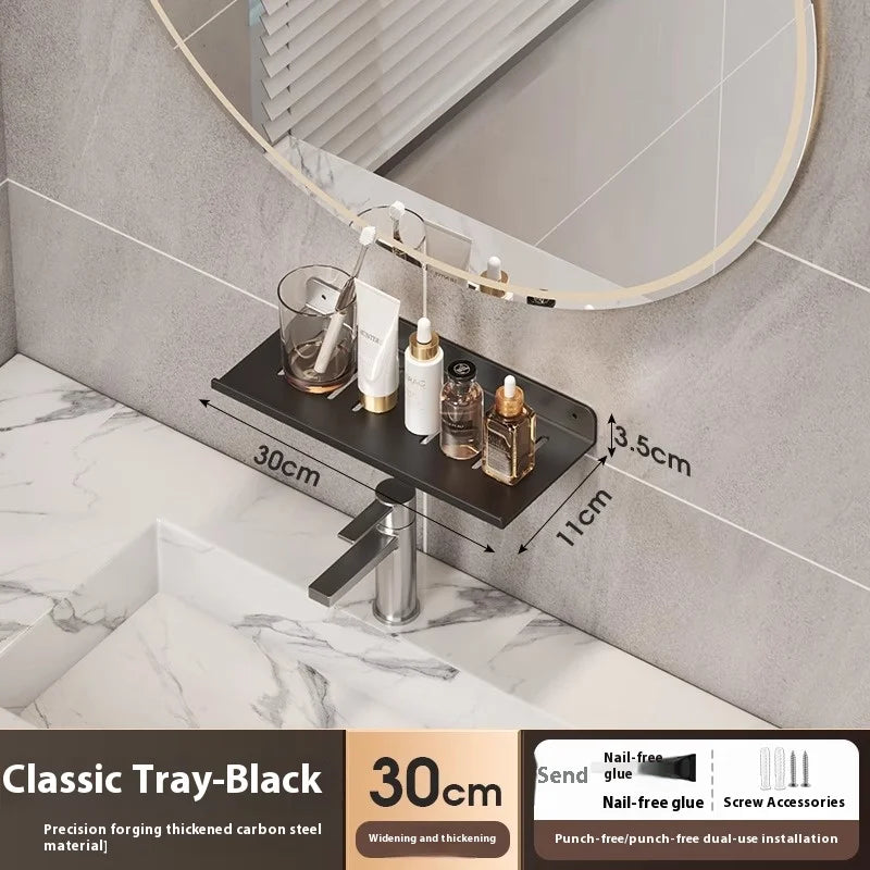 Kitchen and bathroom storage rack, washbasin rack, suction cup mirror, front rack, bathroom sink, faucet, wall mounted