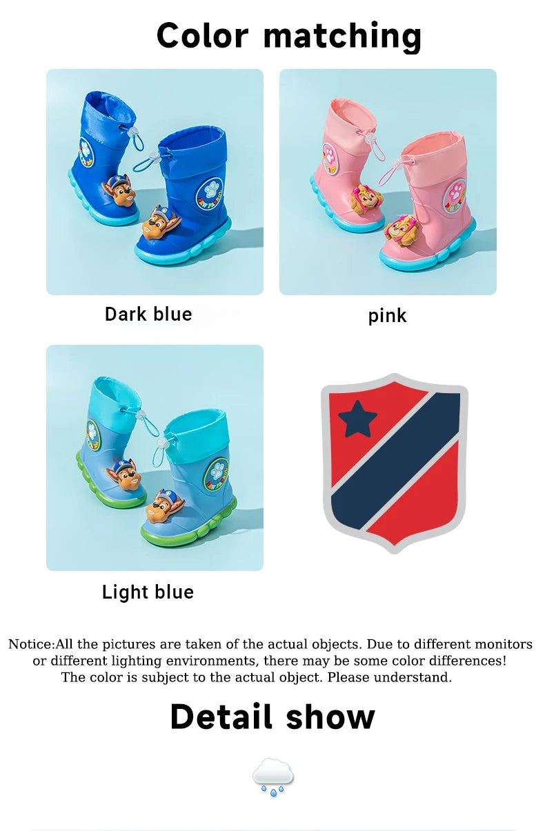 PAW PATROL Pvc Waterproof Rain Boots For Baby Boys And Girls Kid's Outdoor Comfortable Casual Shoes