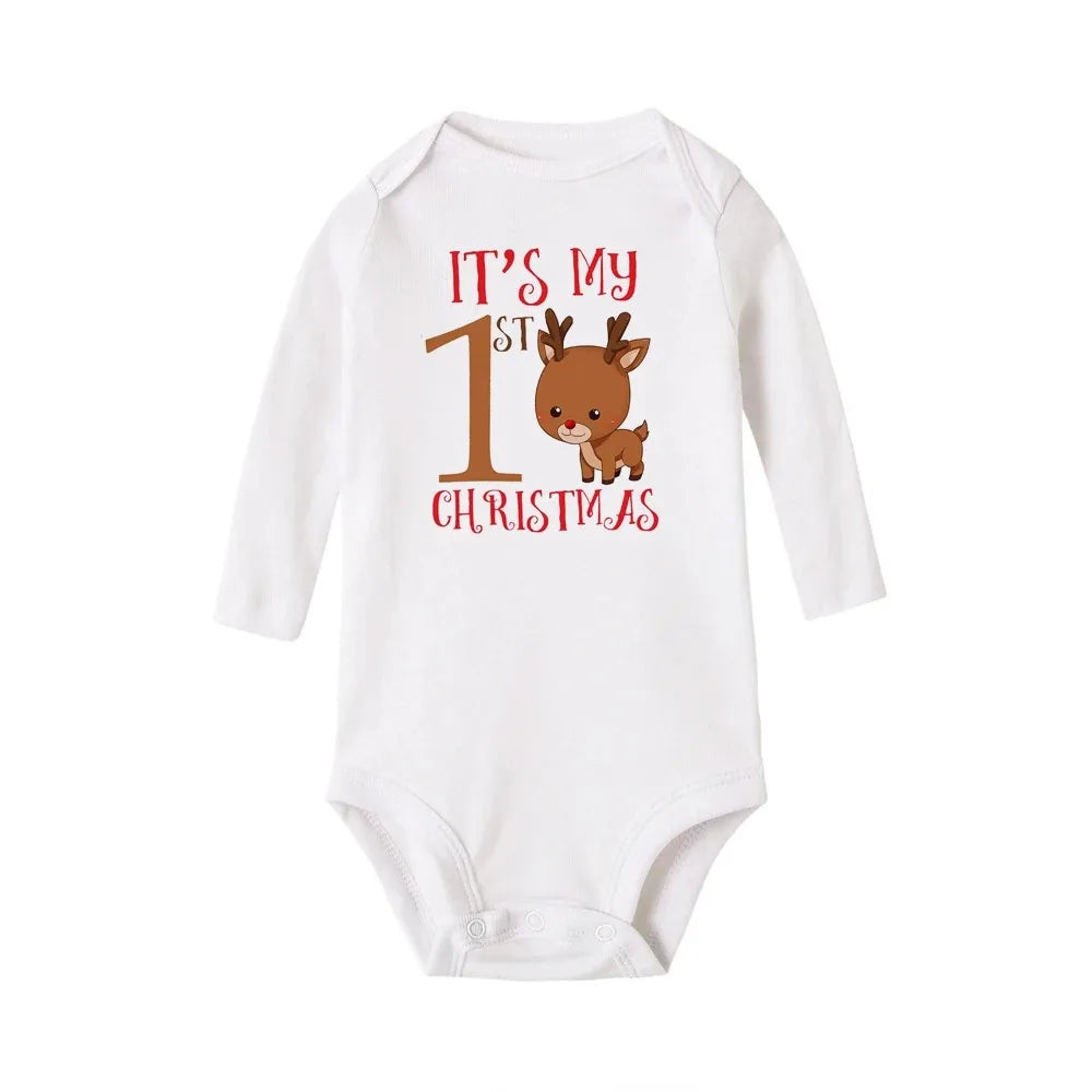 My First Christmas Baby Romper Long Sleeve Autumn Sprint Warm Baby Bodysuits Boys Girls Unisex Tee Shirts Casual Ropa