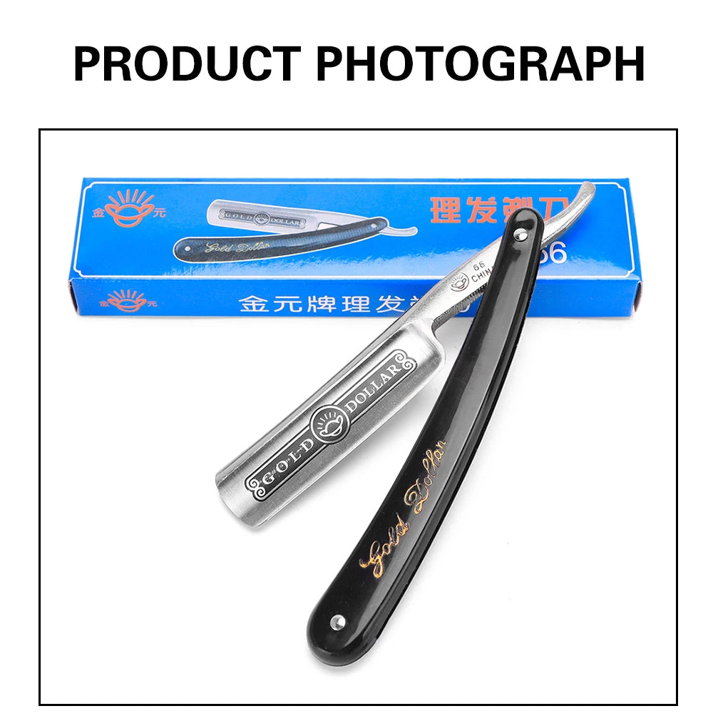 Rasoir droit manuel classique pliant en acier inoxydable