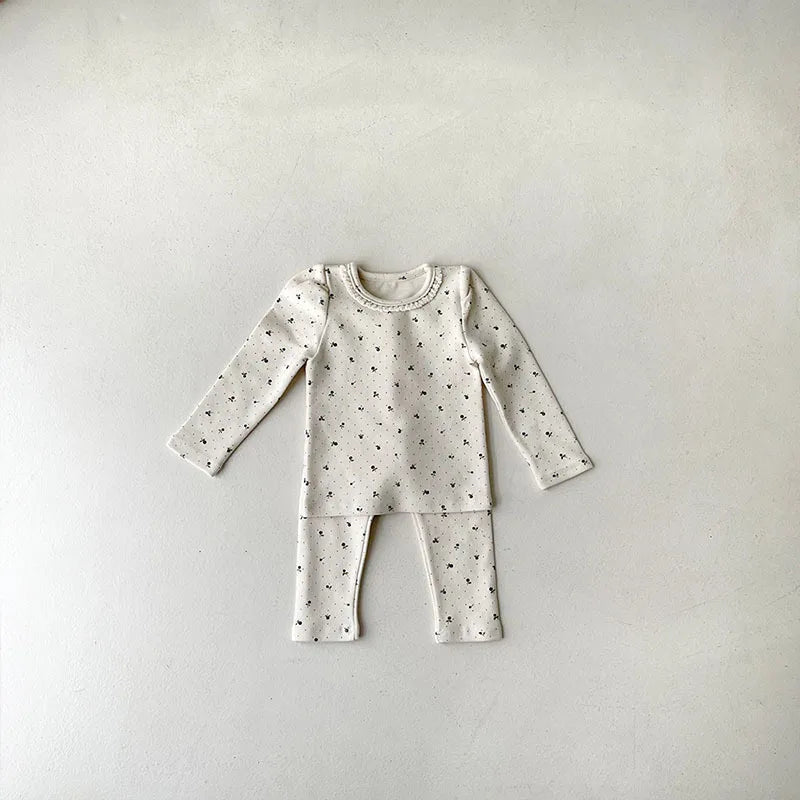 2025 Spring New Baby Long Sleeve Clothes Set Infant Floral Tops + Pants 2pcs Suit Cotton Baby Home Clothing Boys Girl Outfits