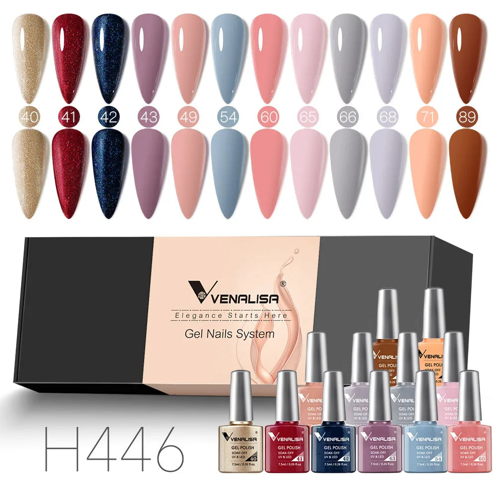 12pcs/kit Venalisa Vernis à ongles gel pigmentée Terre brune
