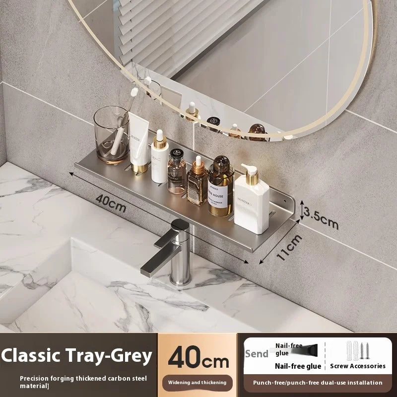 Kitchen and bathroom storage rack, washbasin rack, suction cup mirror, front rack, bathroom sink, faucet, wall mounted