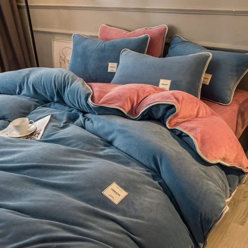 Winter New Coral Velvet Warm Quilt  Cover Soft Plush Quilt Cover Flannel Duvet Cover Bedding Home housse de couette 이불커버