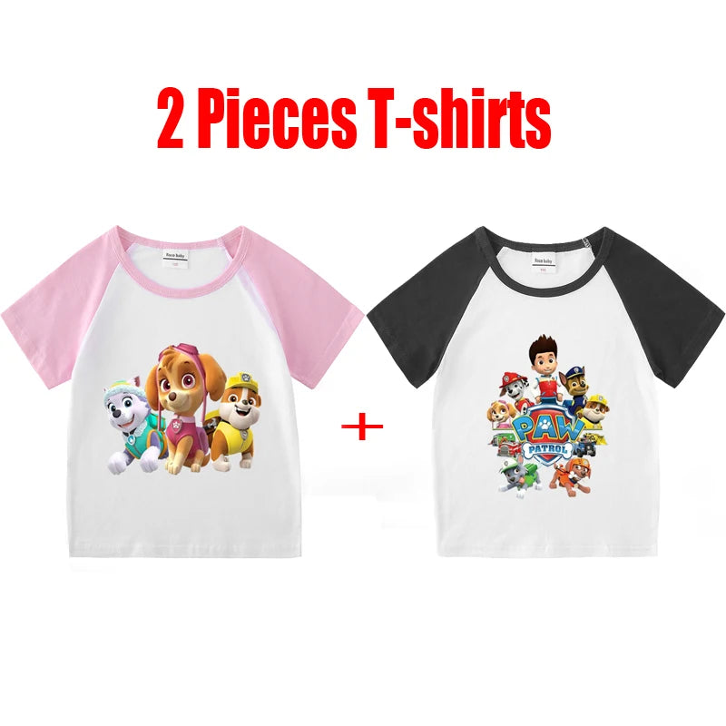 Children's PAW Patrol T-Shirt Kids Clothes Boys Girls Summer Cartoon Tops Short Sleeve Clothes 100% Cotton Baby Clothing