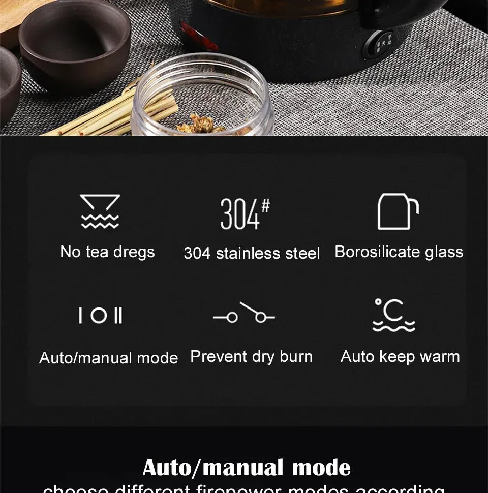 Fully automatic steam tea maker dark tea glass health pot heat preservation electric tea pot electric kettle 1L 220V