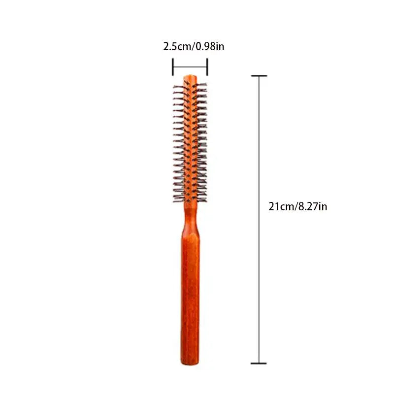 Bristle Wooden Curly Hair Comb Natural Boar Bristle Rolling Brush Round Barrel Blowing Curly Hairbrush Hair Styling Tool Barber